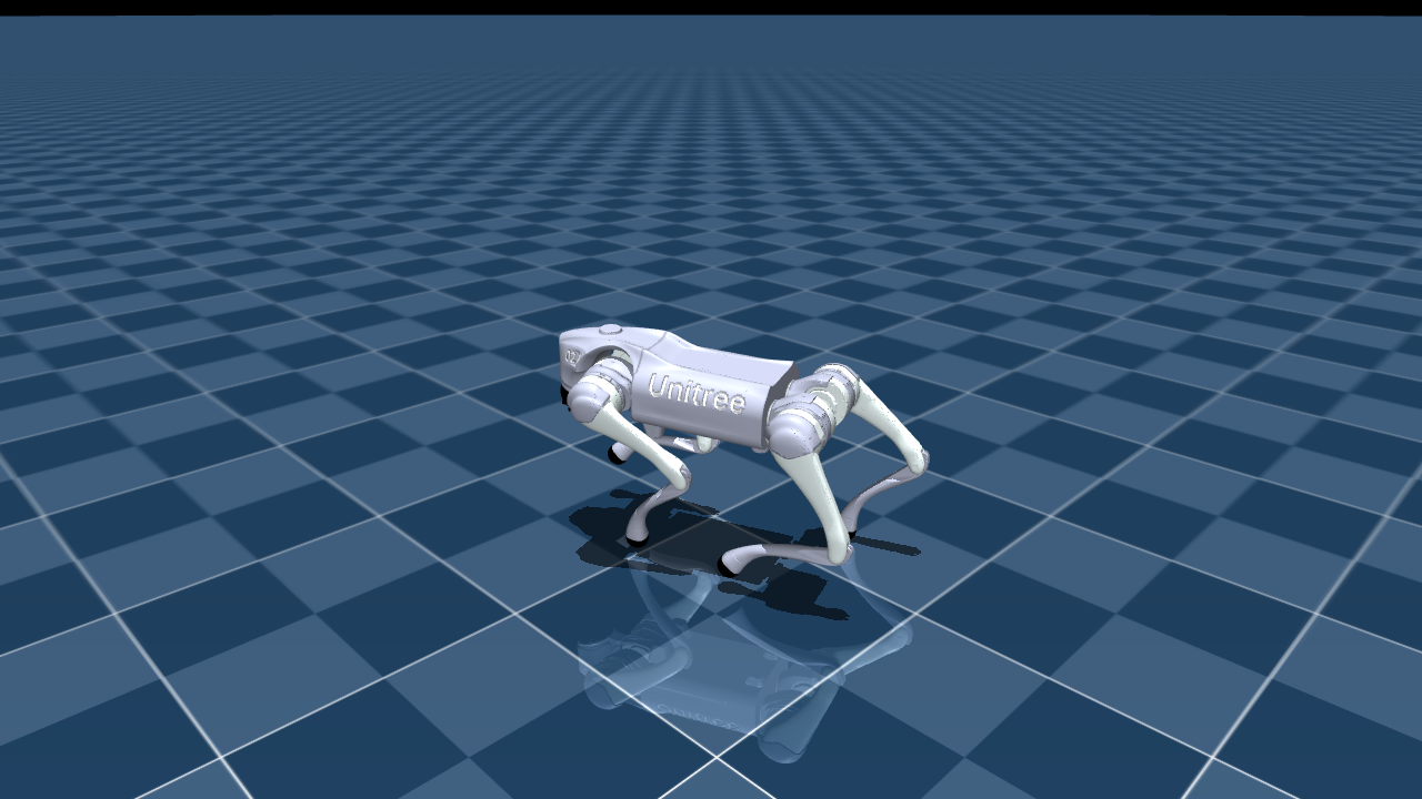 Unitree Go2 in mjlab simulation