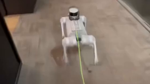 Quadruped robot navigating corridor obstacles