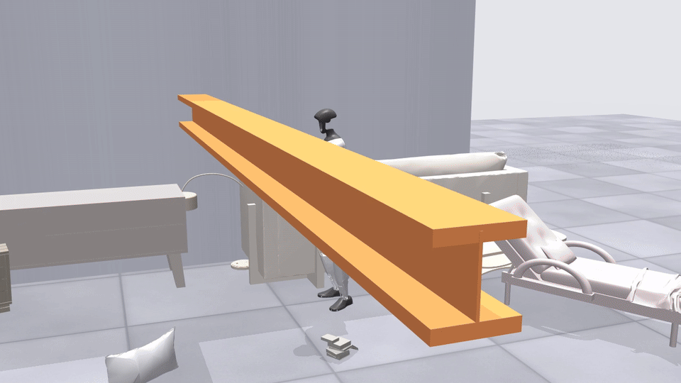 Scene-aware humanoid locomotion in simulation